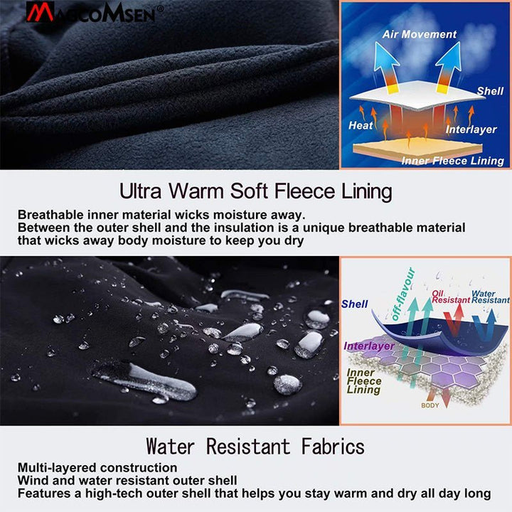 Men's Fleece Outdoor Winter Pants Waterproof Cargo Trousers - MAGCOMSEN