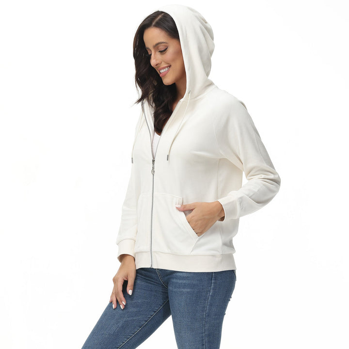 Women's Velour Fleece Hoodie Jacket Slim Fit Outwear